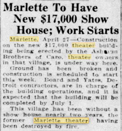 Liberty Theater - April 1936 Article Mentioning Liberty Theater Being Destroyed By Fire